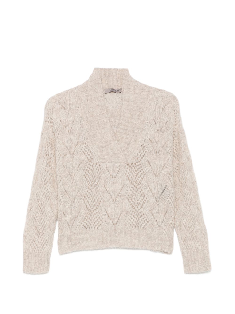 D EXTERIOR Maglia con scollo a V in lana con texture traforata