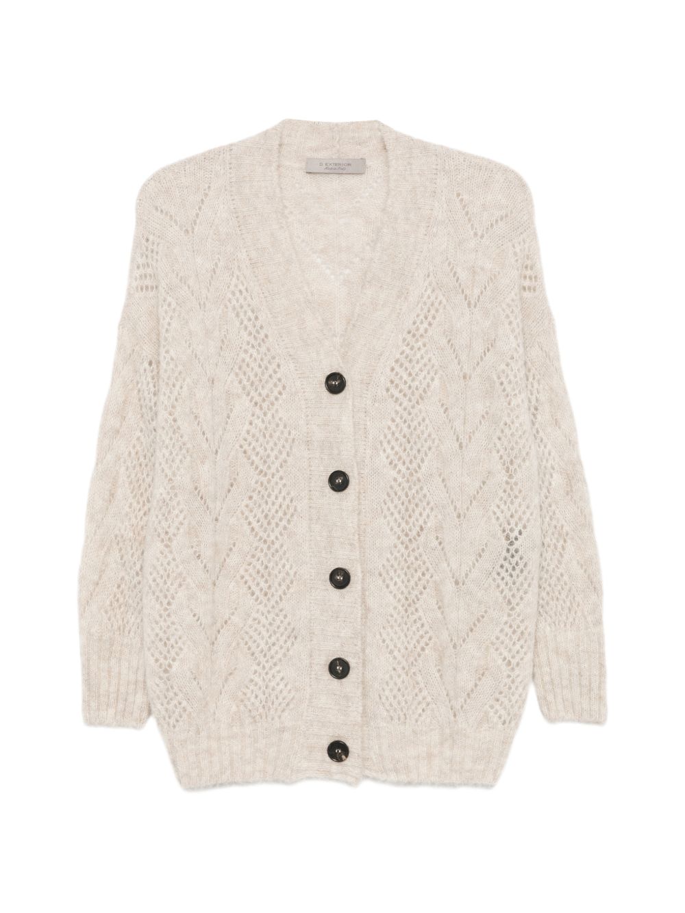 D EXTERIOR Cardigan lungo in maglia di lana di alpaca beige chiaro