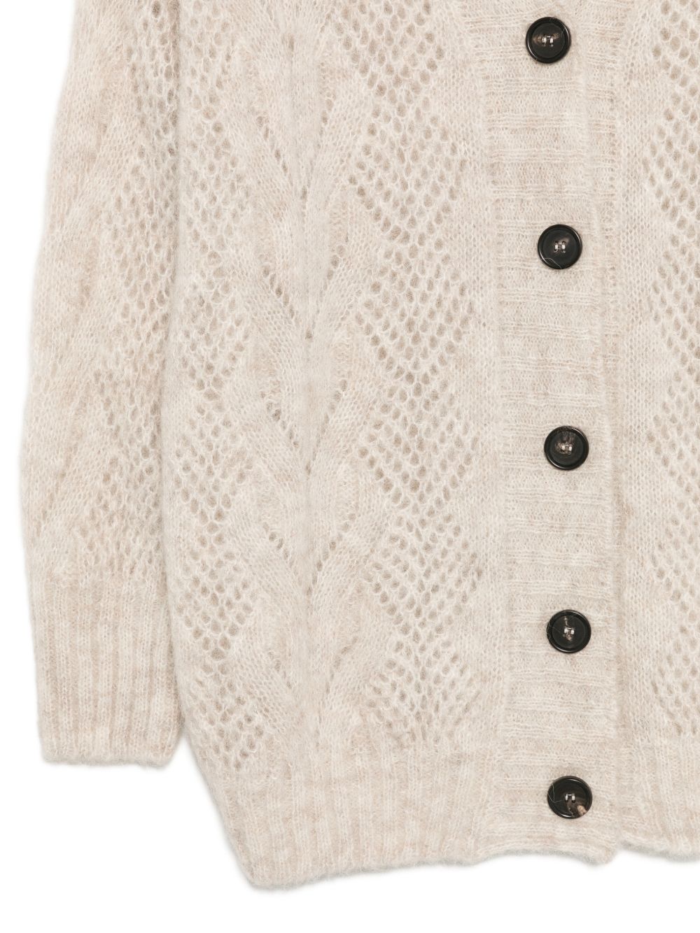 D EXTERIOR Cardigan lungo in maglia di lana di alpaca beige chiaro