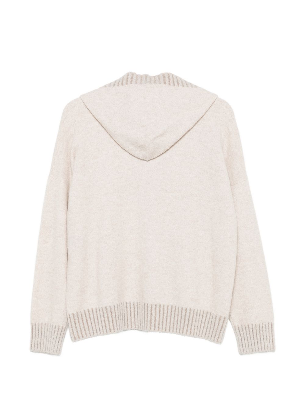 D EXTERIOR Maglia beige in lana con colletto a righe e cappuccio