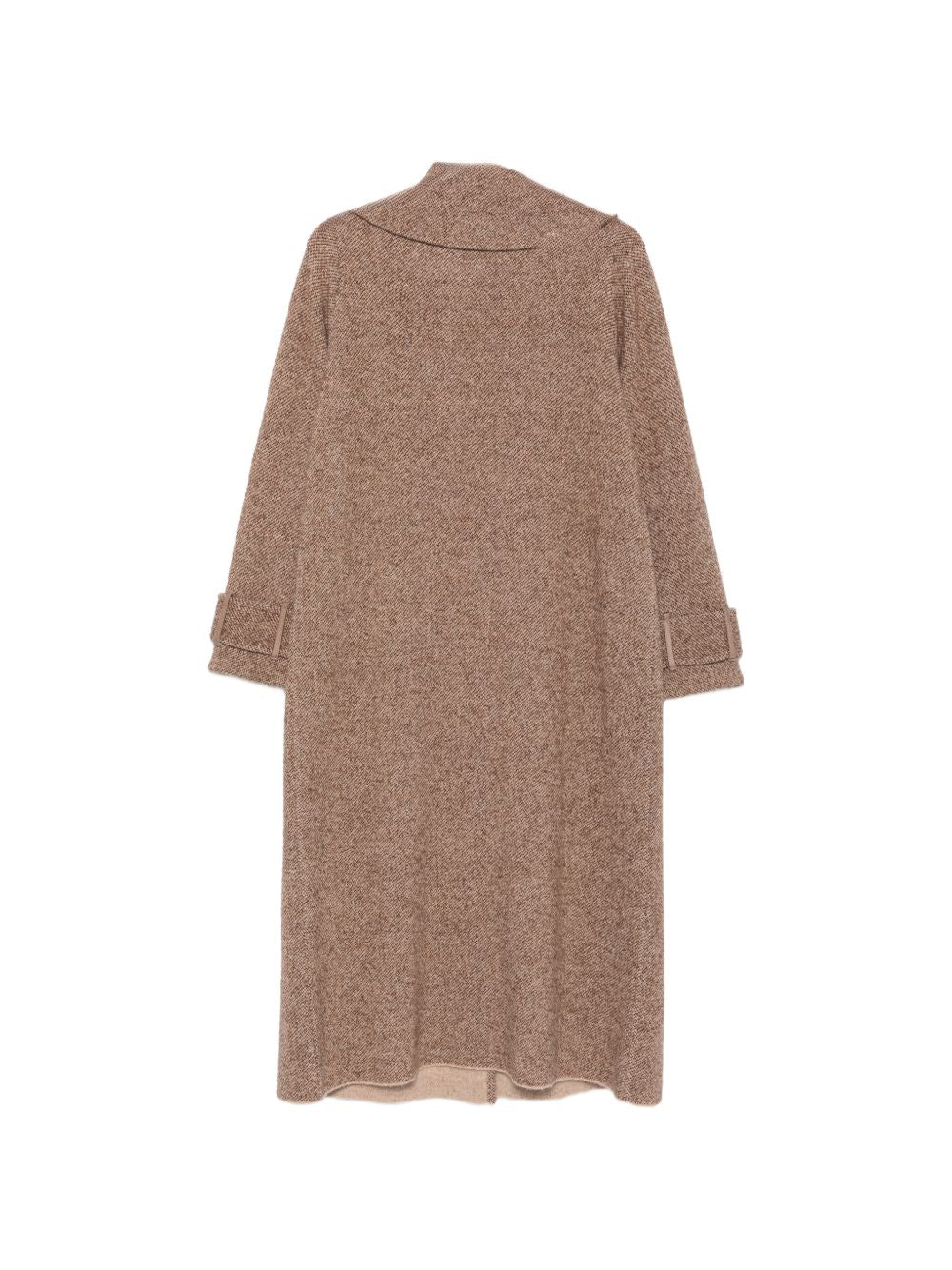 D EXTERIOR Cappotto lungo beige in lana spigata con tasche