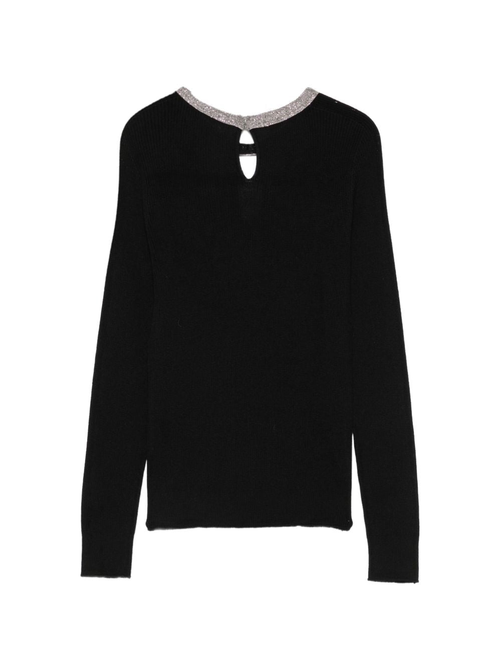 D EXTERIOR Maglia nera girocollo con strass