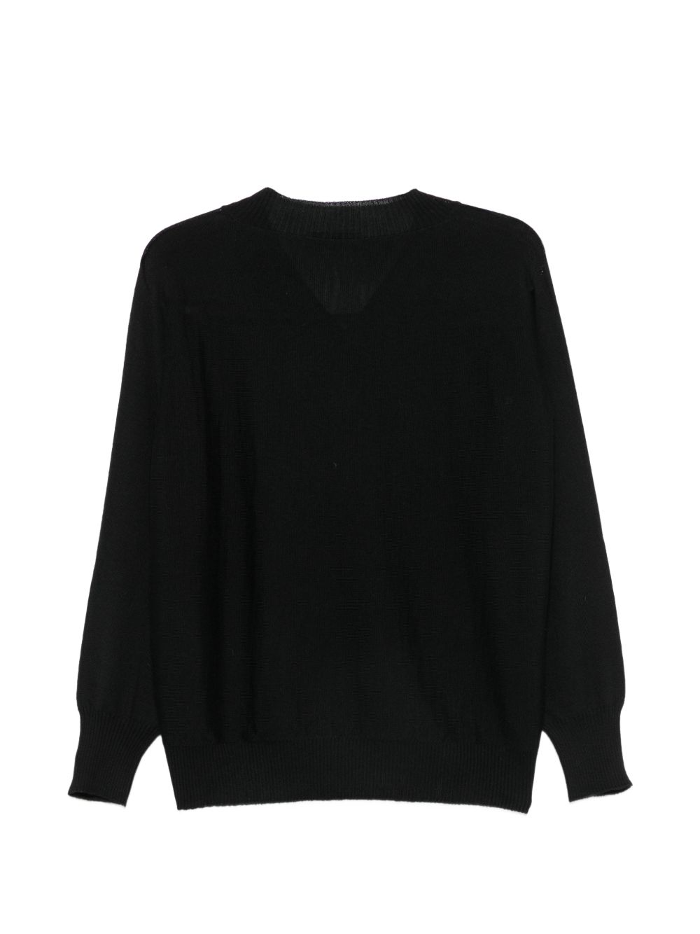 D EXTERIOR Maglia nera in lana dalla texture leggera con scollo a V