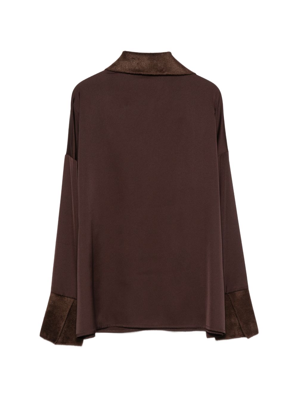 D EXTERIOR Camicia marrone cioccolato con colletto e polsini in vellutino