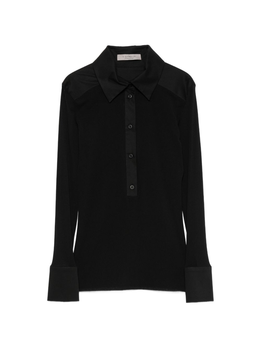 D EXTERIOR Camicia nera slim morbida e semitrasparente