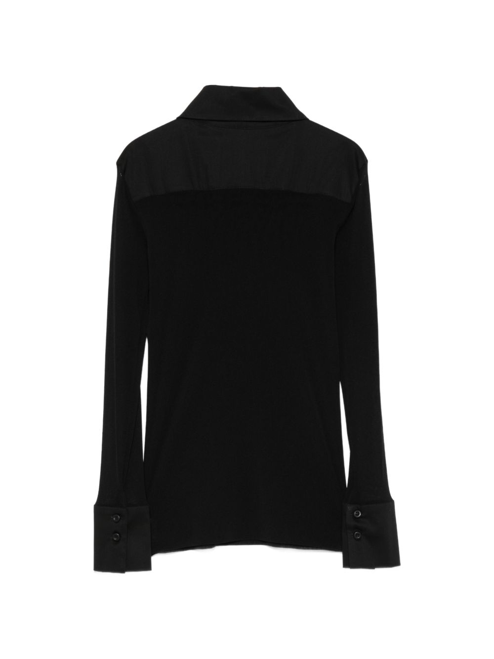 D EXTERIOR Camicia nera slim morbida e semitrasparente