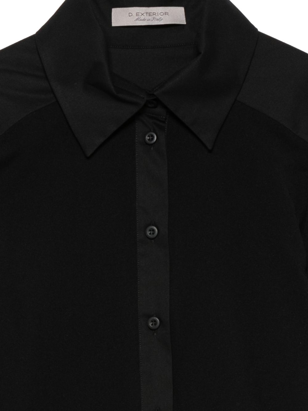 D EXTERIOR Camicia nera slim morbida e semitrasparente
