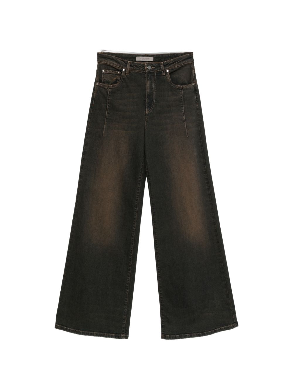 D EXTERIOR Jeans lunghi marroni wide leg effetto washed