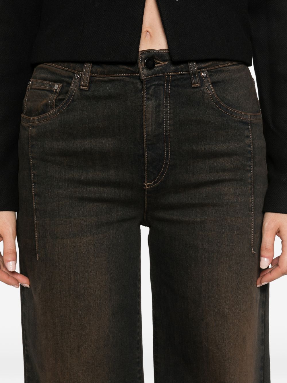D EXTERIOR Jeans lunghi marroni wide leg effetto washed