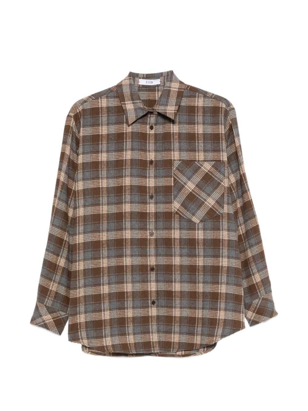 ELEH Camicia a quadri in cotone marrone e grigio