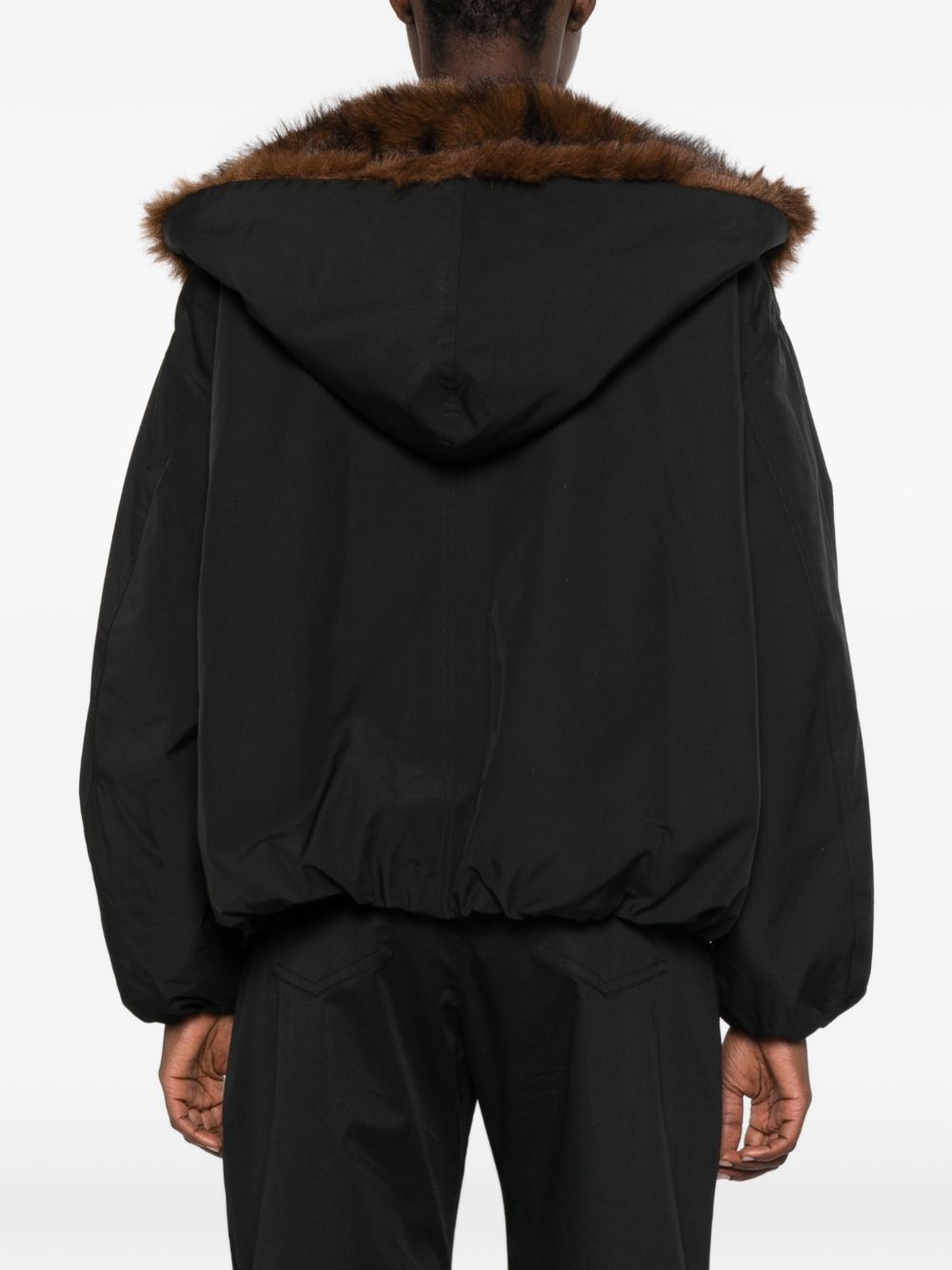 ELEH Bomber nero con interno in ecopelliccia marrone