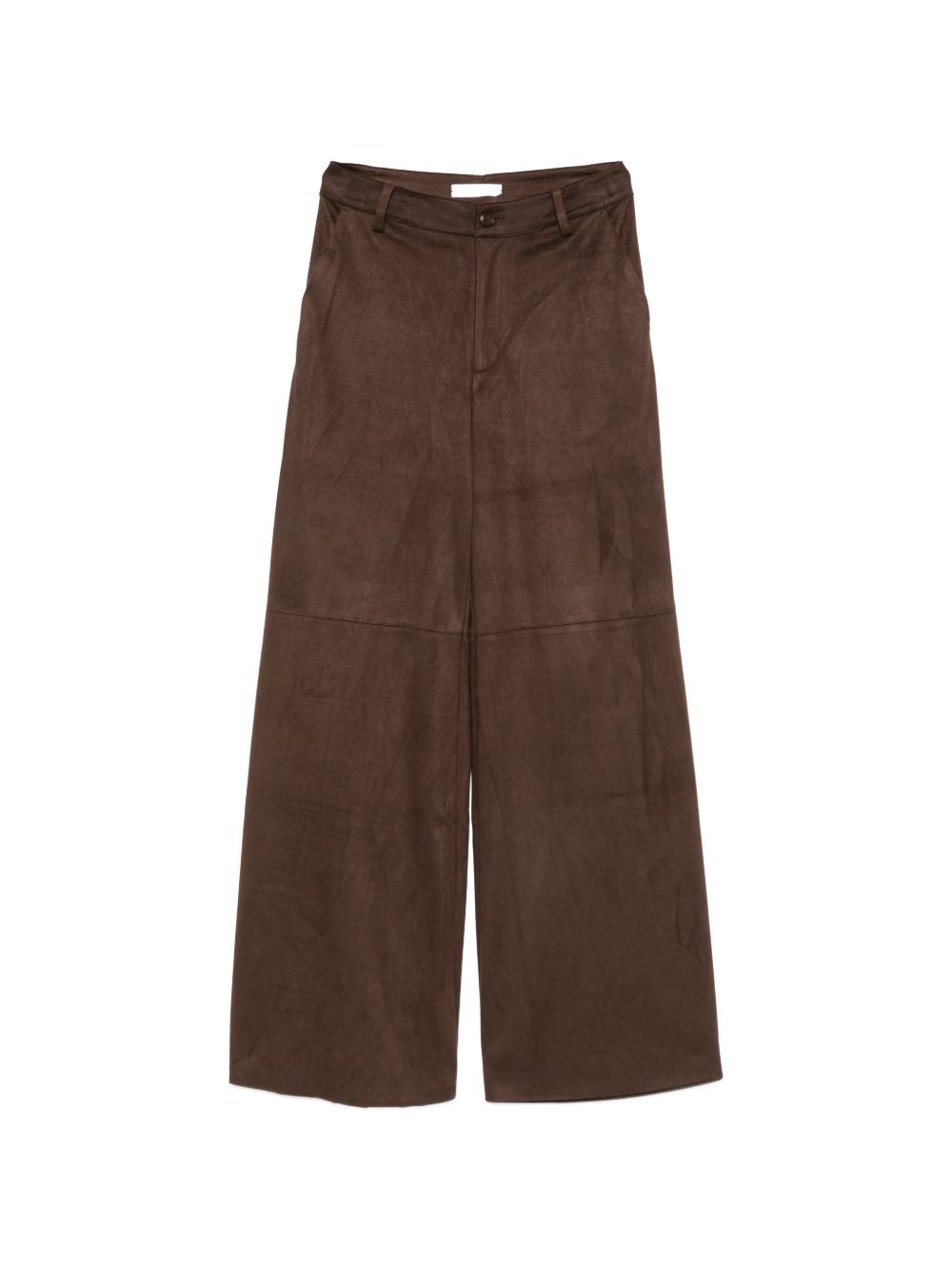 ELEH Pantaloni wide leg marrone scuro effetto suede