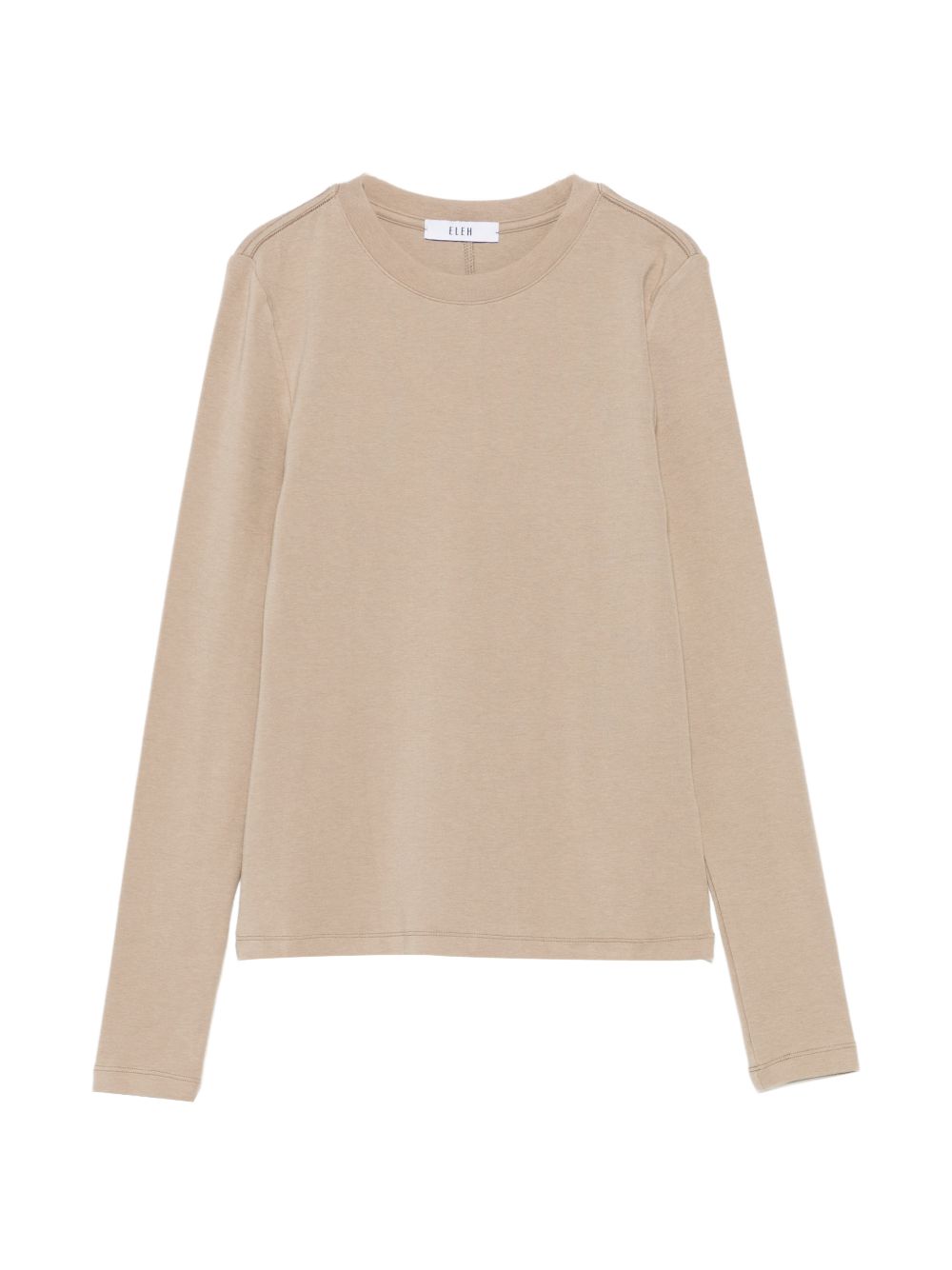 ELEH Maglia slim beige a coste con cuciture a vista