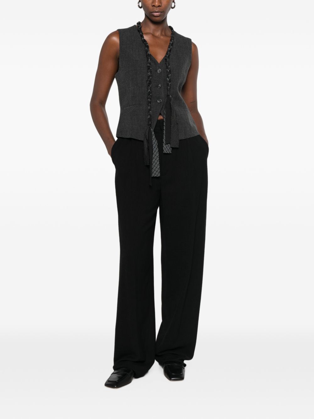 ELEH Maglia slim beige a coste con cuciture a vista