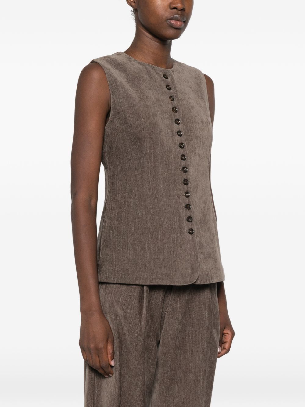 ELEH Gilet marrone con bottoni