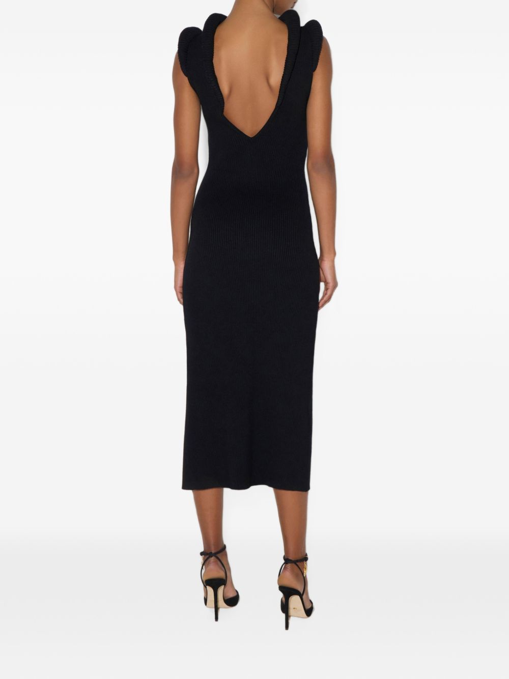 ELISABETTA FRANCHI Abito lungo elegante con spacco laterale e spalline strutturate