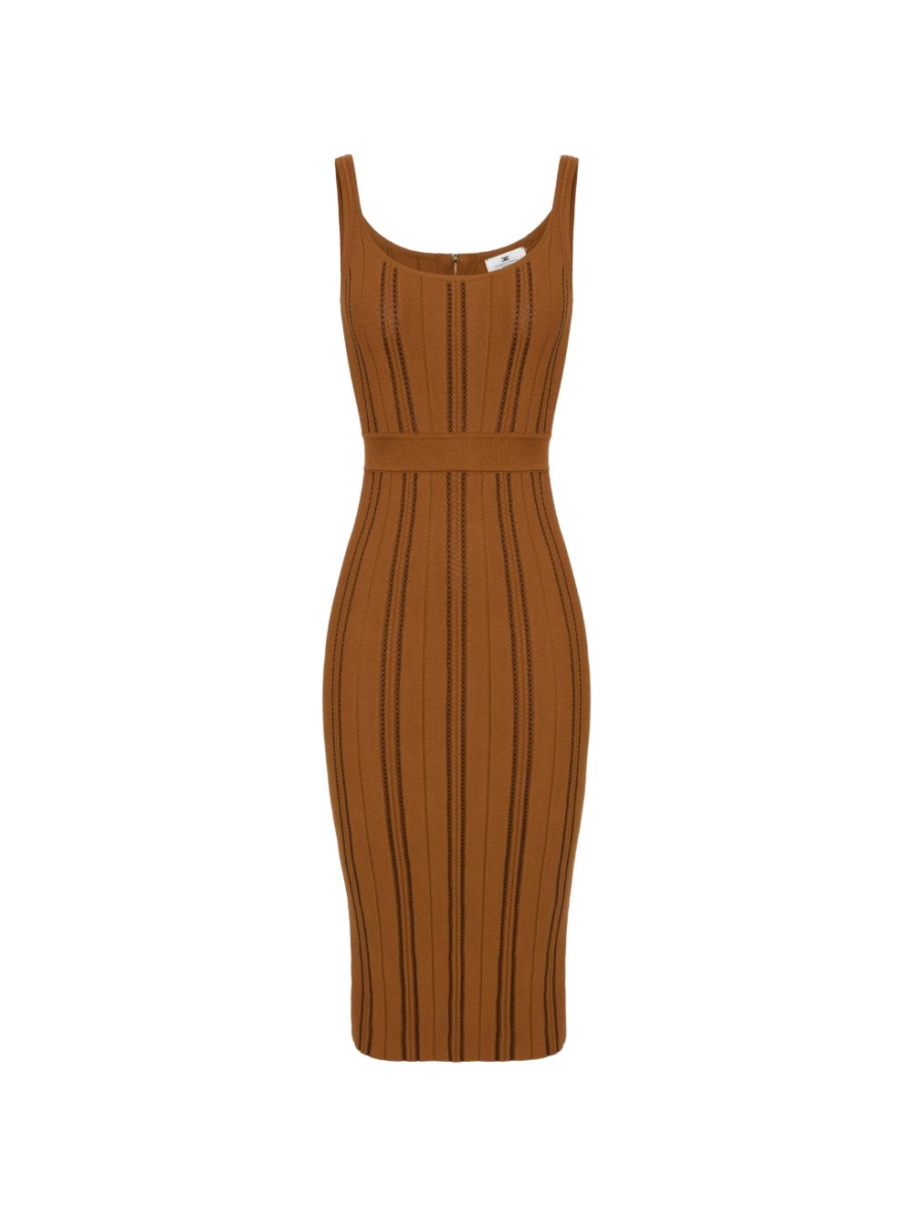 ELISABETTA FRANCHI Abito midi slim color senape in maglia