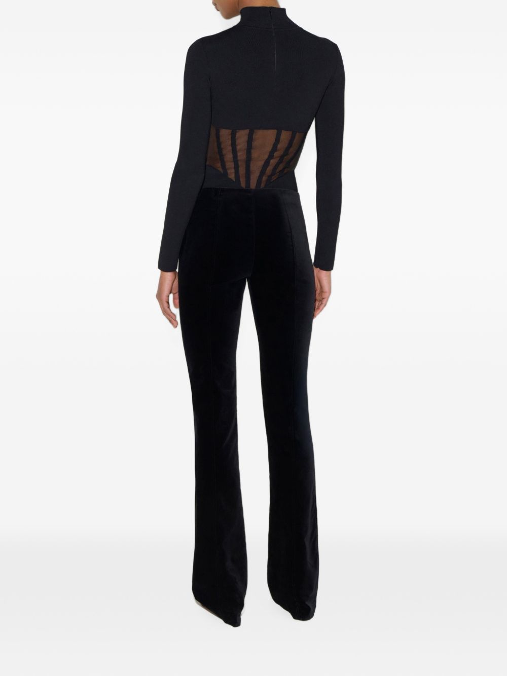 ELISABETTA FRANCHI Body nero con dettagli cut-out trasparenti