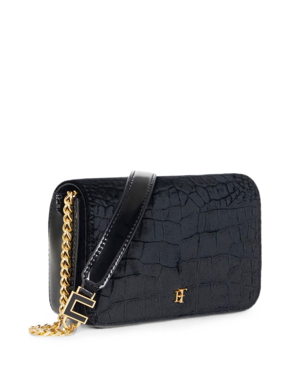 ELISABETTA FRANCHI Borsa nera in ecopelle effetto coccodrillo