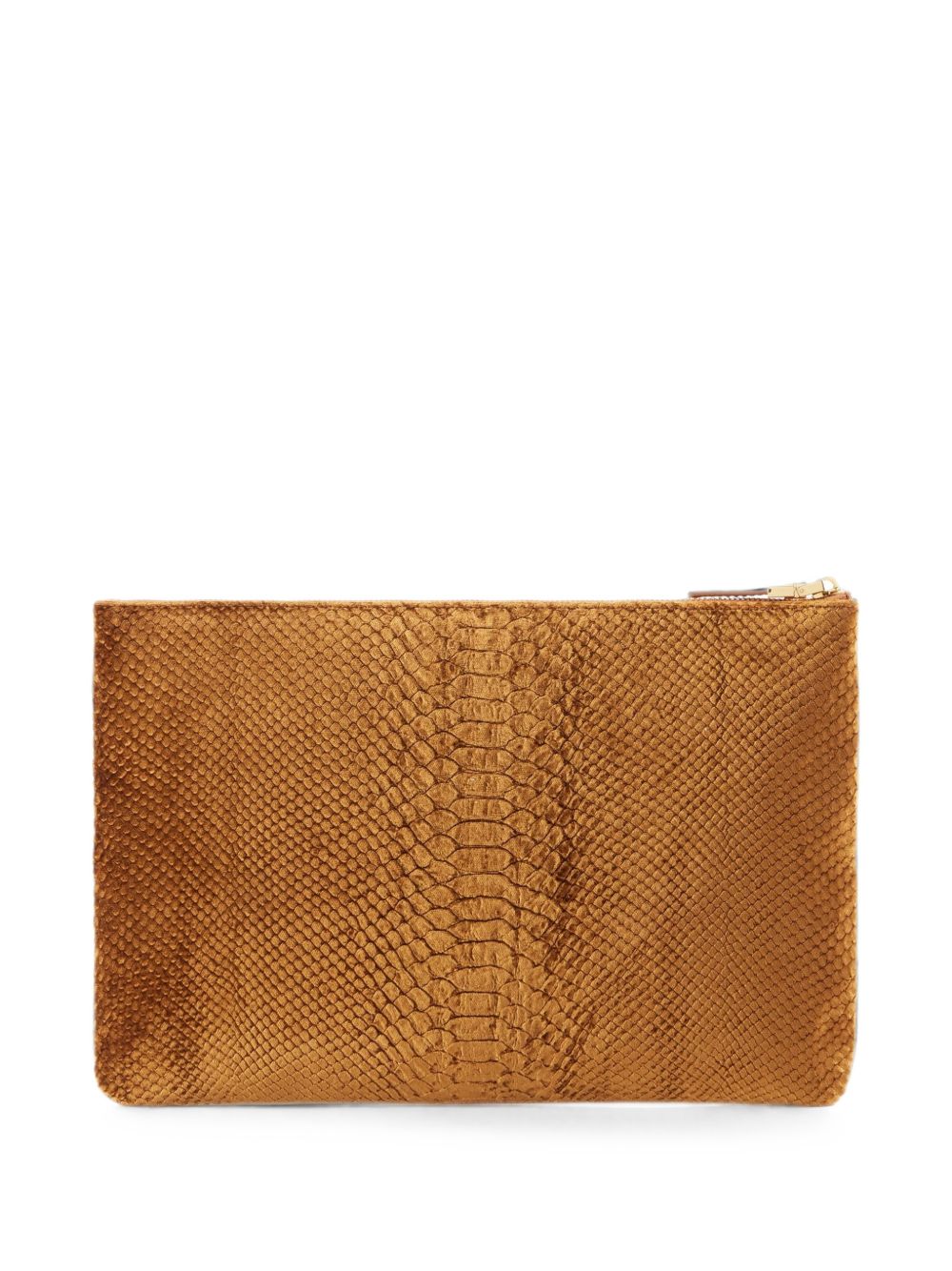 ELISABETTA FRANCHI Borsa pochette marrone senape in ecopelle effetto pitonato