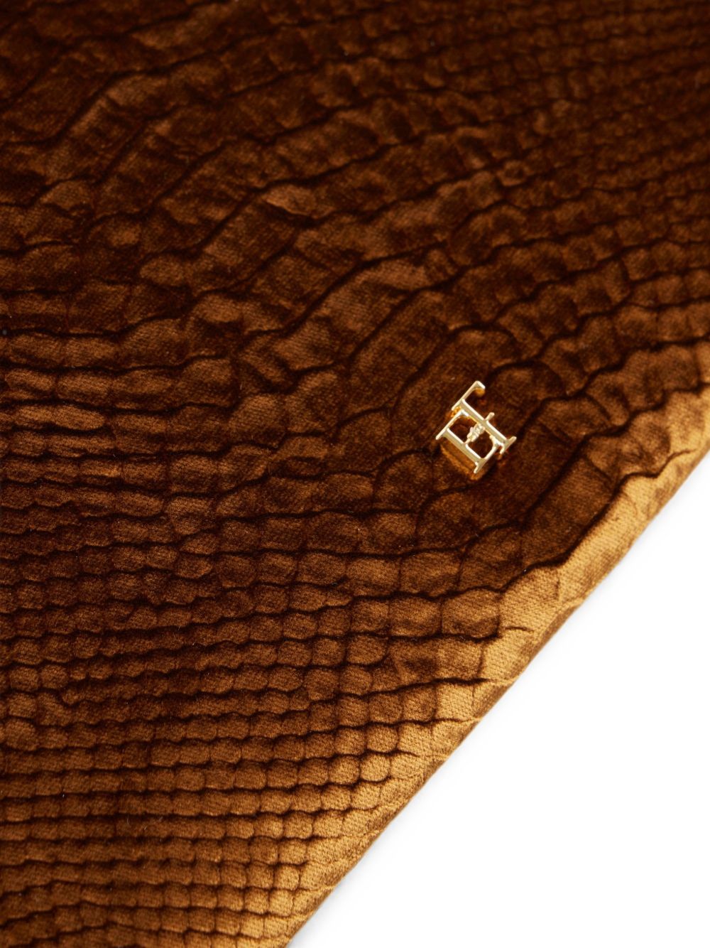 ELISABETTA FRANCHI Borsa pochette marrone senape in ecopelle effetto pitonato