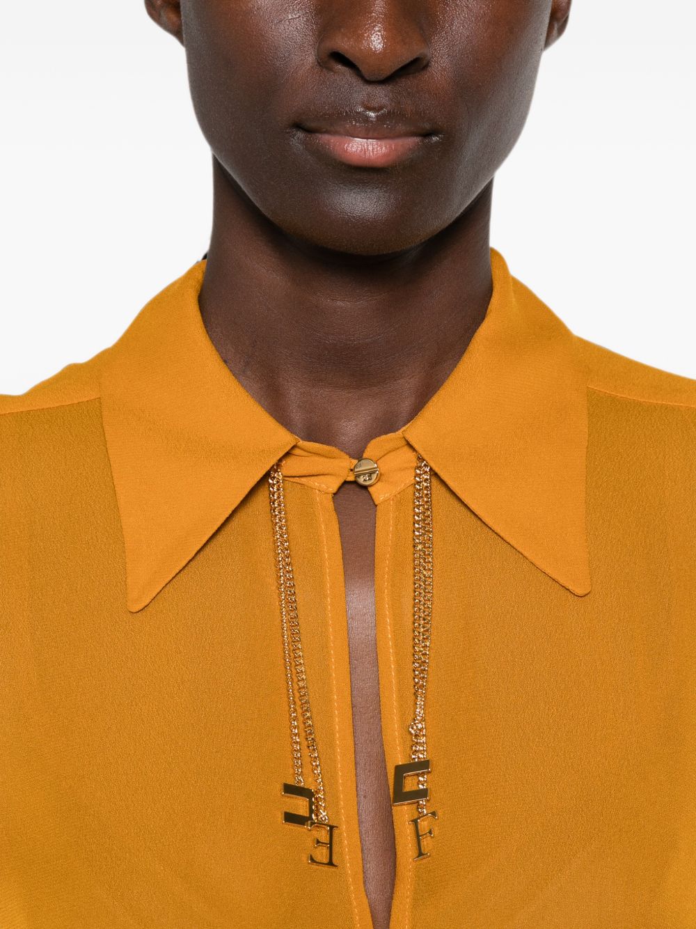 ELISABETTA FRANCHI Camicia arancione luminoso semitrasparente