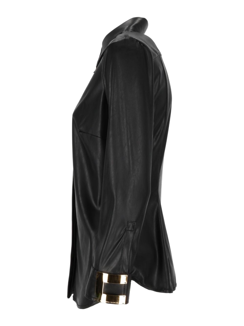 ELISABETTA FRANCHI Camicia nera effetto pelle