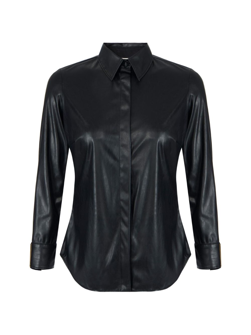ELISABETTA FRANCHI Camicia nera effetto pelle