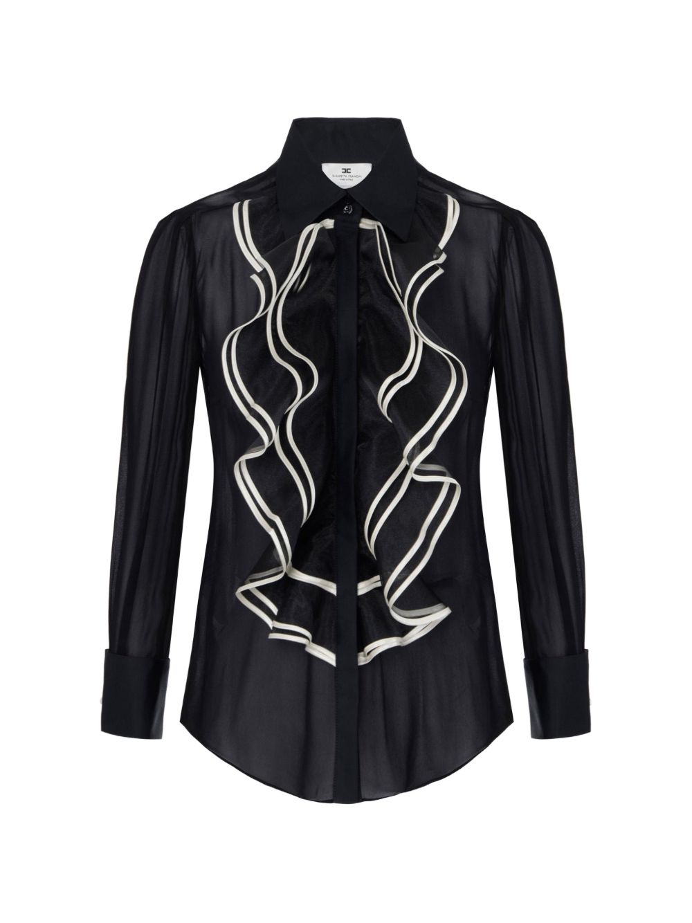 ELISABETTA FRANCHI Camicia bicolore nero e burro