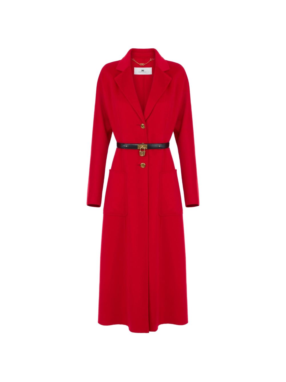 ELISABETTA FRANCHI Cappotto rosso con cintura in dotazione e tasche