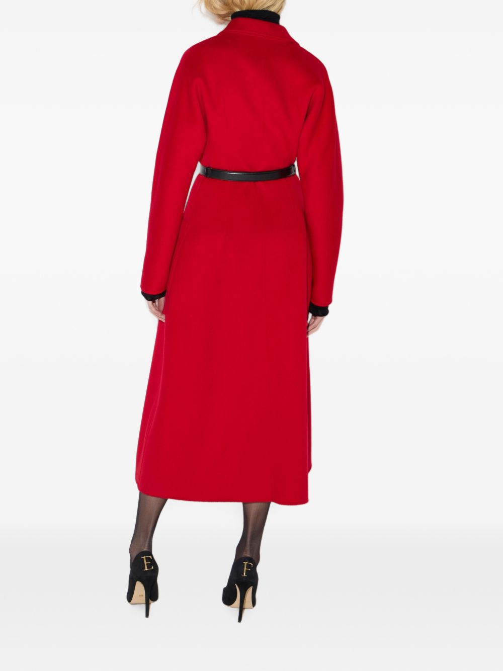 ELISABETTA FRANCHI Cappotto rosso con cintura in dotazione e tasche