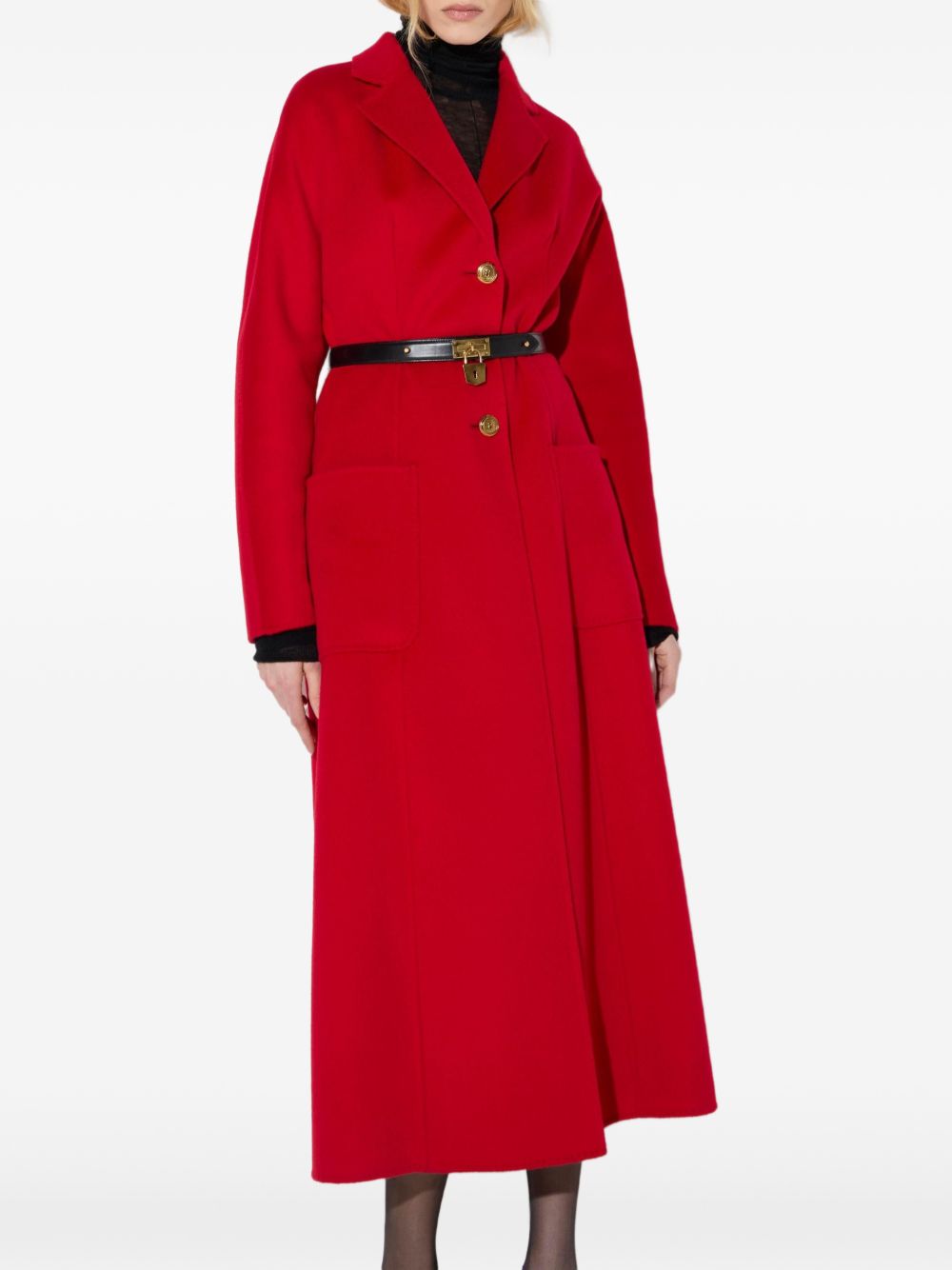ELISABETTA FRANCHI Cappotto rosso con cintura in dotazione e tasche