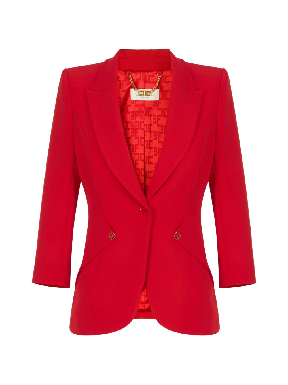 ELISABETTA FRANCHI Blazer slim rosso con maniche a 3/4