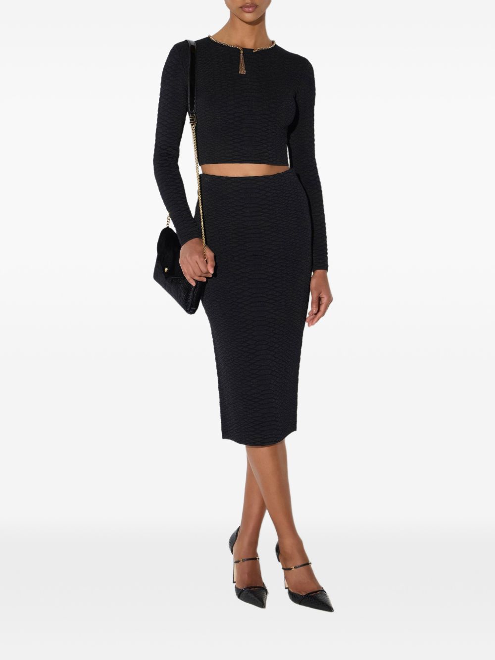 ELISABETTA FRANCHI Gonna nera midi a tubino slim fit