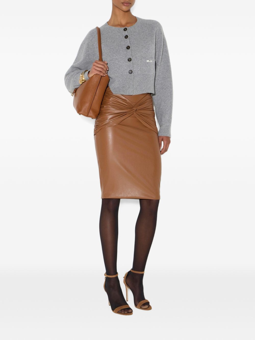 ELISABETTA FRANCHI Cardigan corto con taschine e chiusura con bottoni