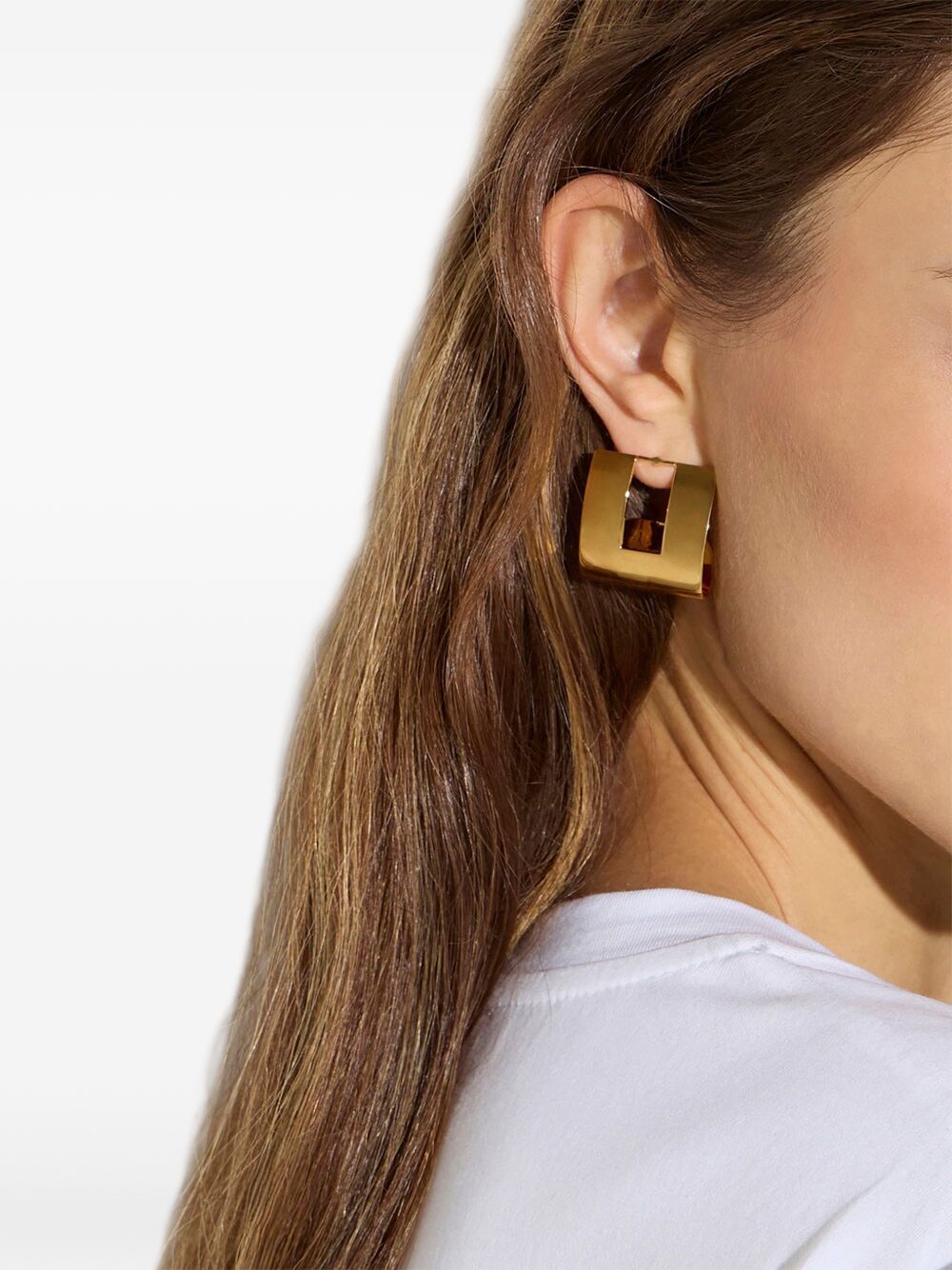 ELISABETTA FRANCHI Orecchini rettangolari placcati in oro