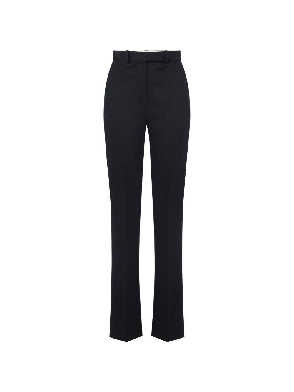 ELISABETTA FRANCHI Pantaloni casual eleganti neri a vita alta slim in lana