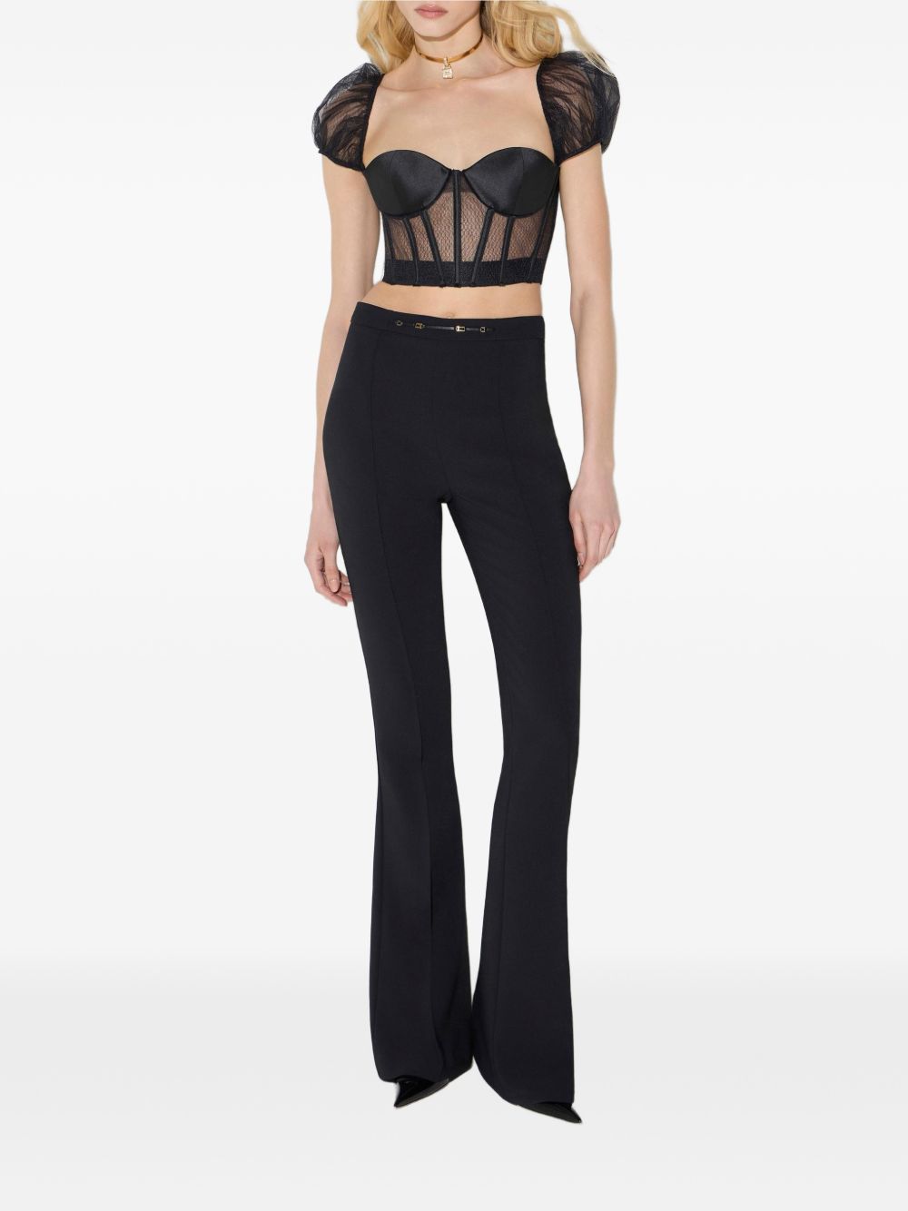ELISABETTA FRANCHI Pantaloni neri slim fit con dettagli gioiello