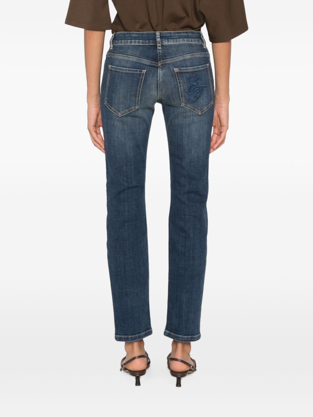 ELISABETTA FRANCHI Jeans blu con effetto washed sulla gamba