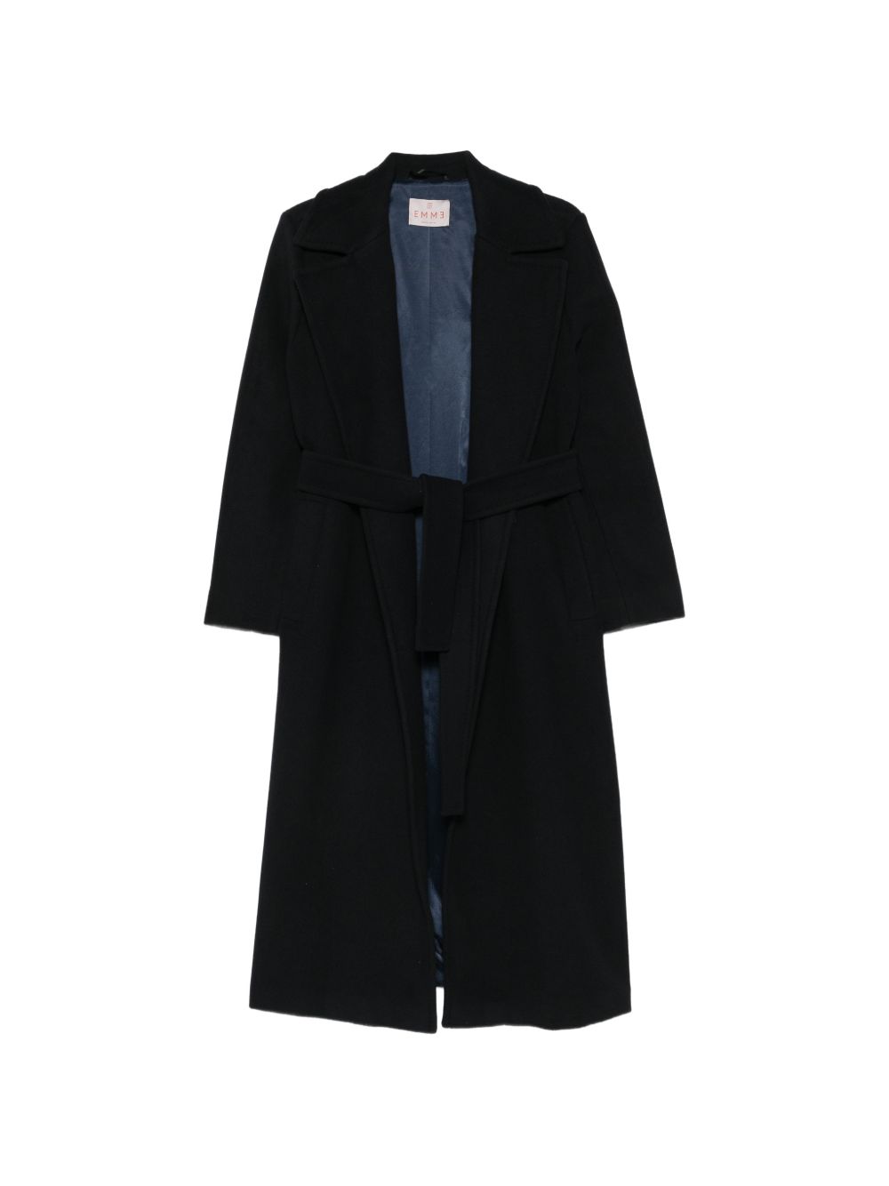 EMME Cappotto blu navy lungo in misto lana