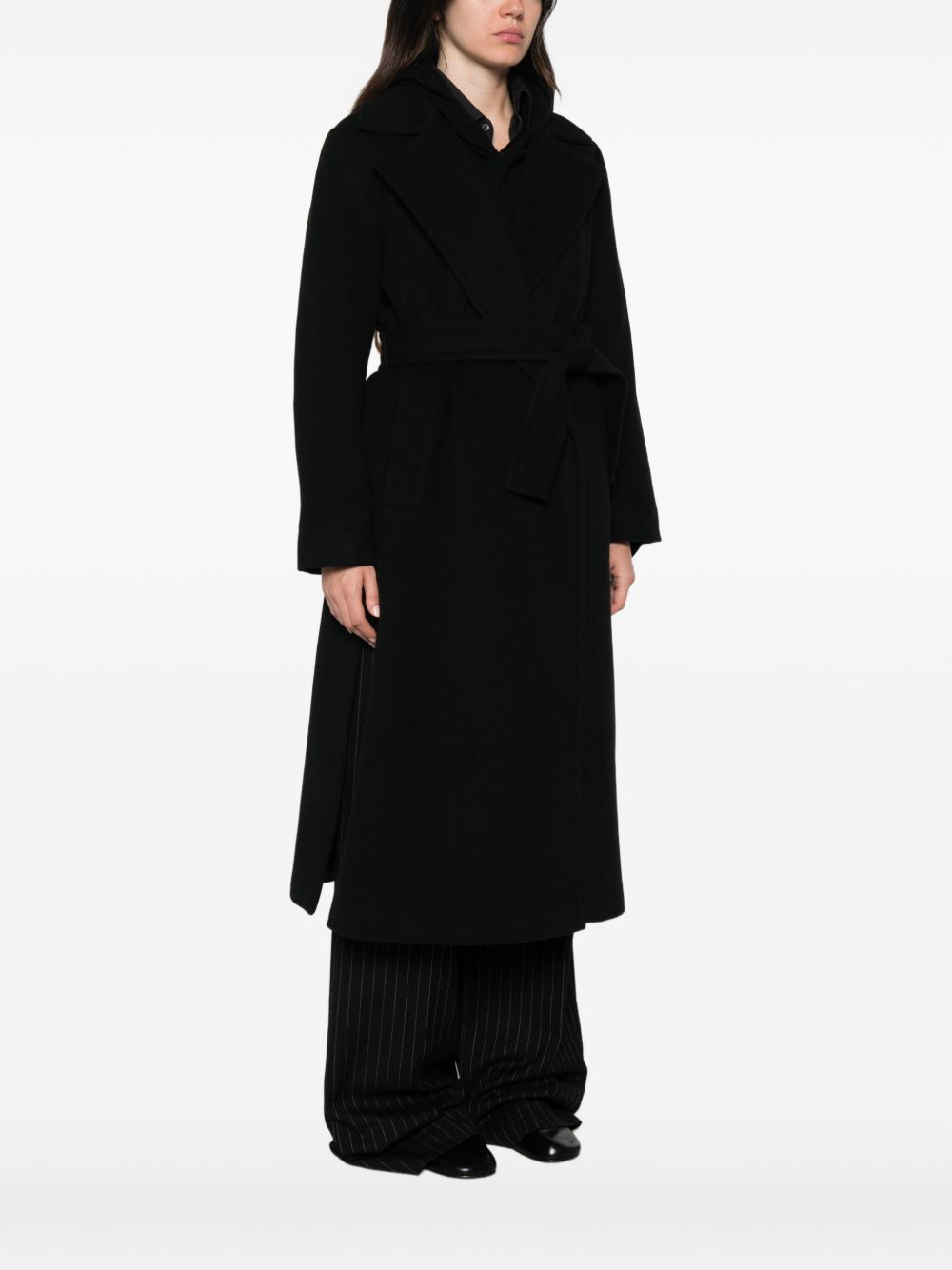 EMME Cappotto lungo in misto lana nero