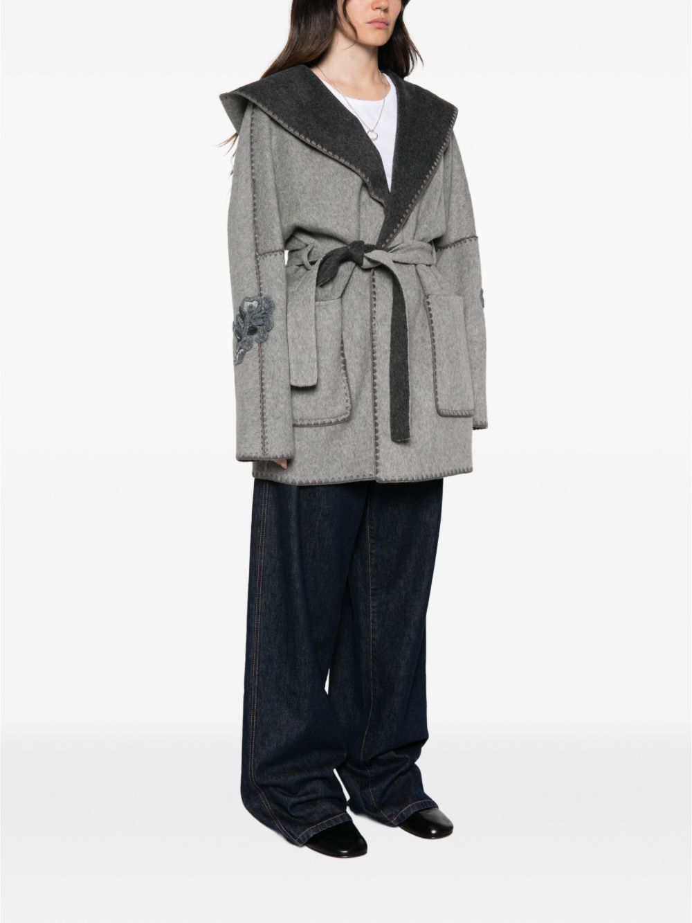 ERMANNO FIRENZE Cappotto in lana bicolore con ricami