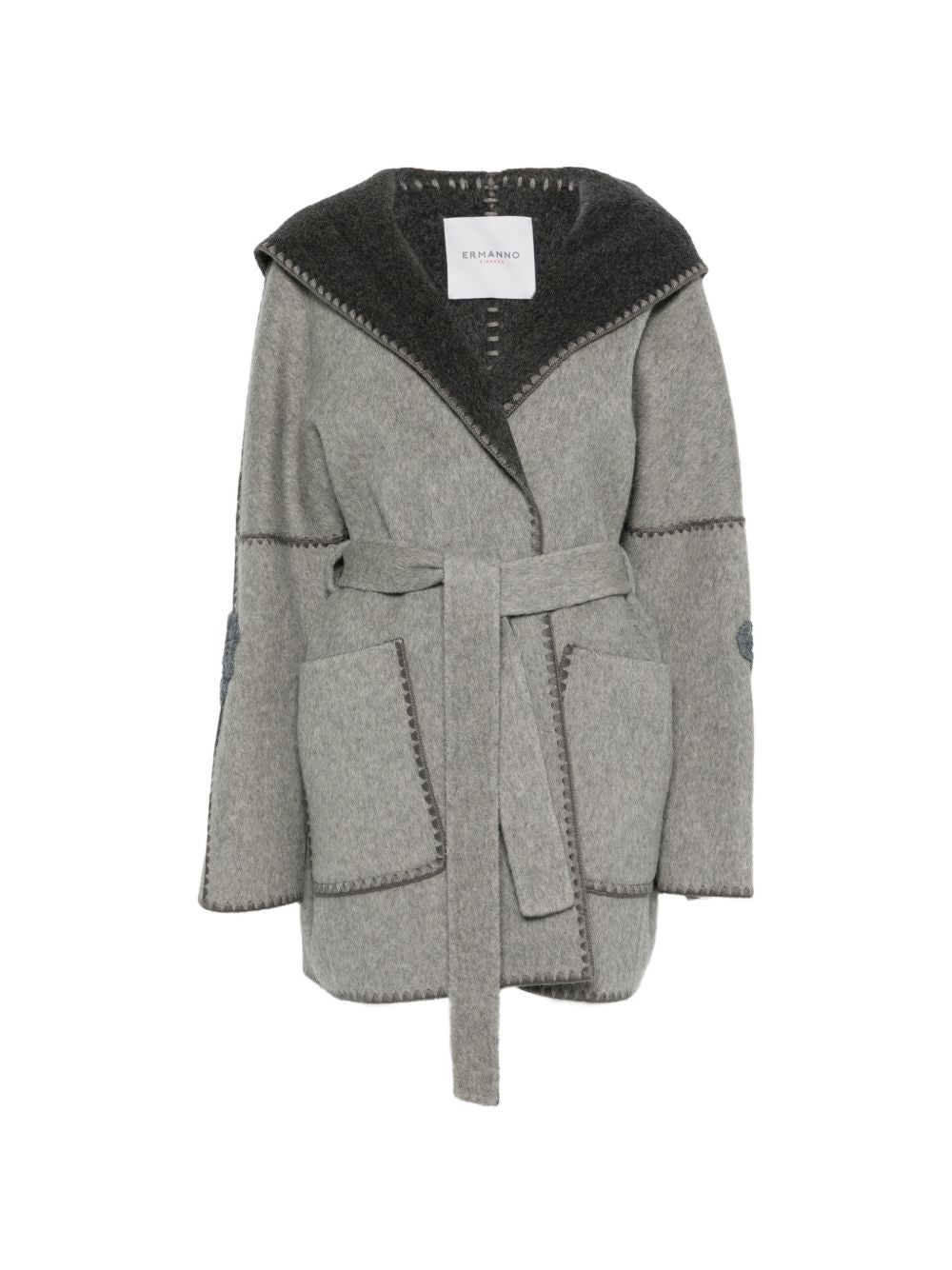 ERMANNO FIRENZE Cappotto in lana bicolore con ricami