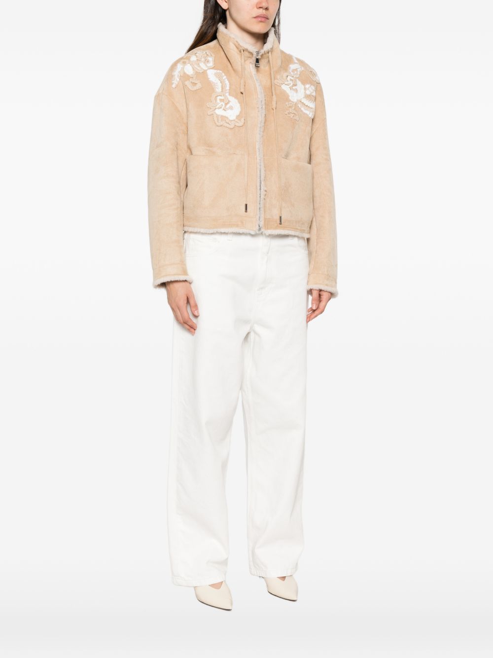 ERMANNO FIRENZE Cappotto corto beige con ricami