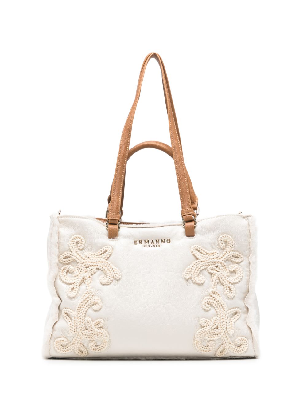 ERMANNO FIRENZE Borsa Shopper con ricami crochet