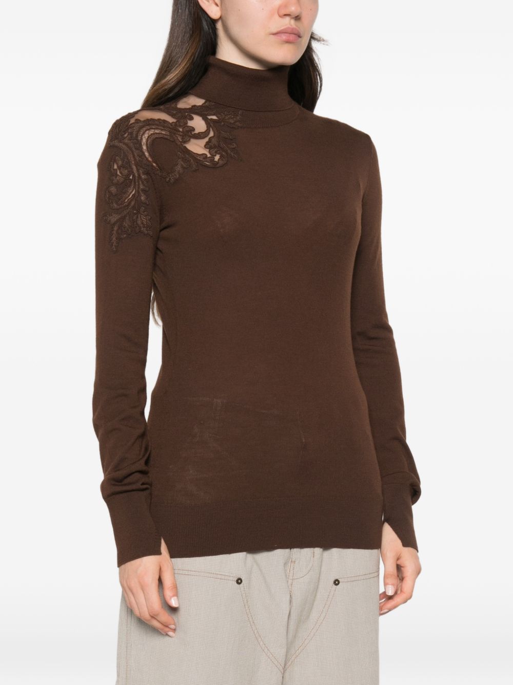 ERMANNO SCERVINO Maglia in lana a collo alto marrone