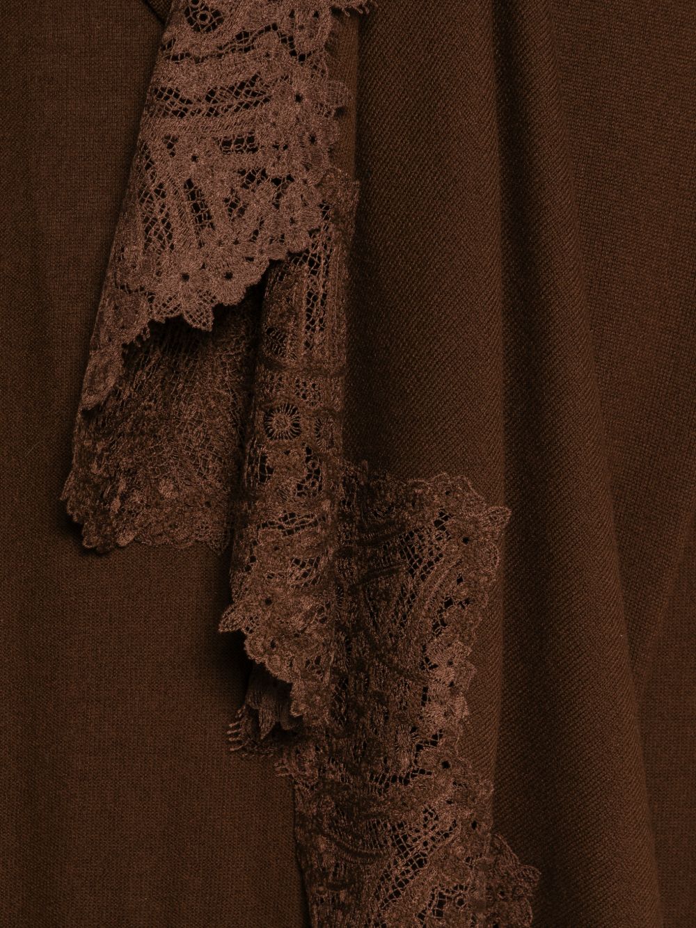ERMANNO SCERVINO Sciarpa marrone in cashmere con pizzo