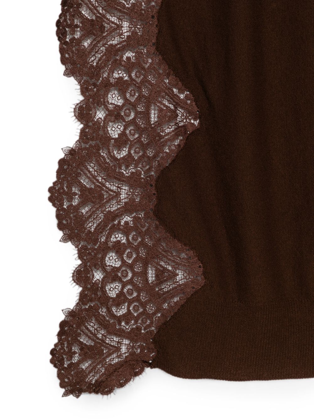 ERMANNO SCERVINO Sciarpa marrone in cashmere con pizzo