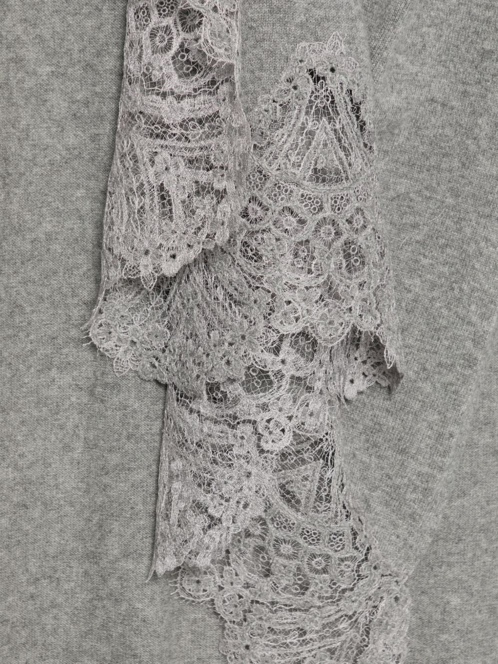 ERMANNO SCERVINO Sciarpa marrone in puro cashmere con pizzo