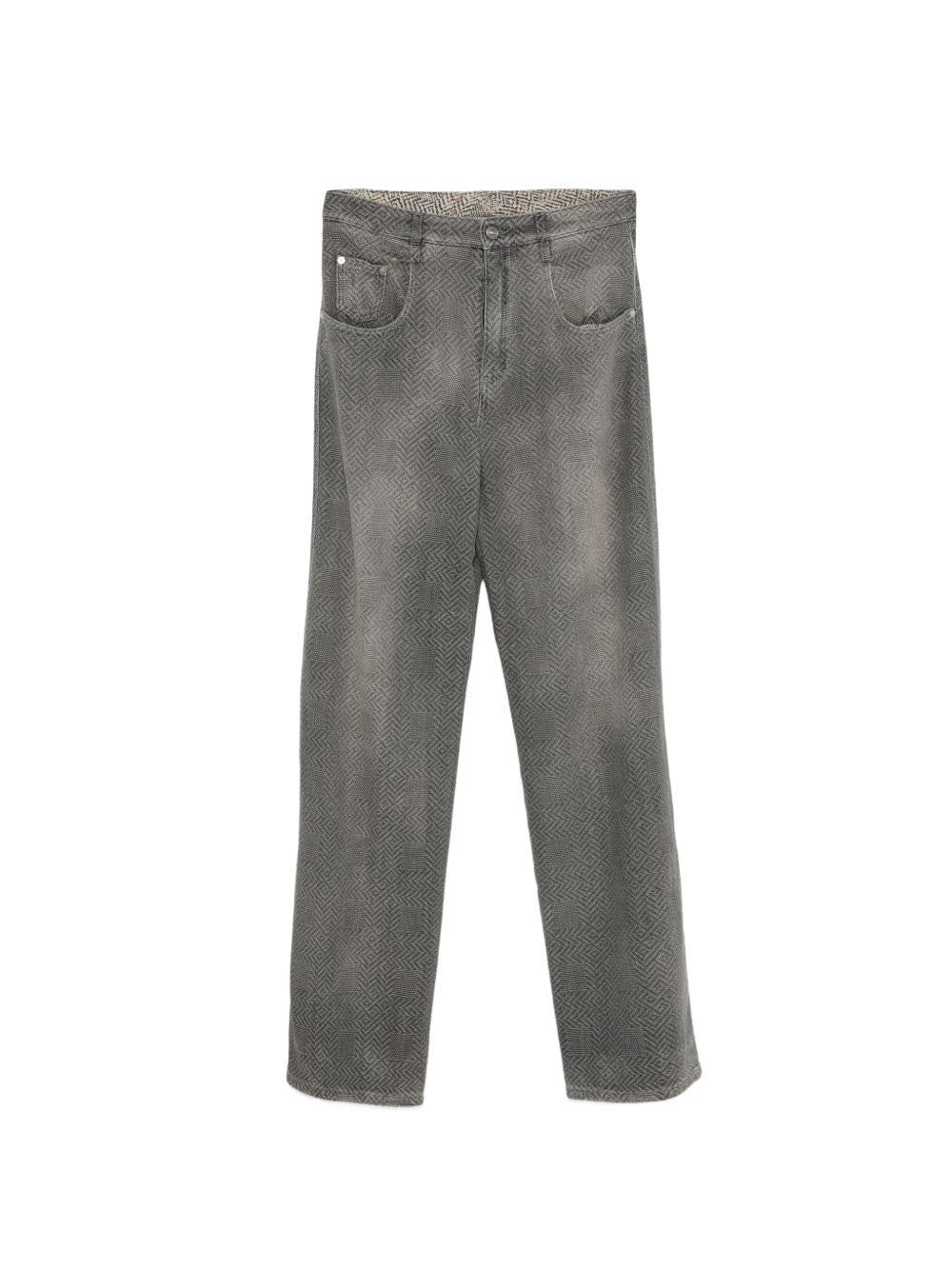 ERMANNO SCERVINO Jeans baggy grigio in puro cotone con motivo resca